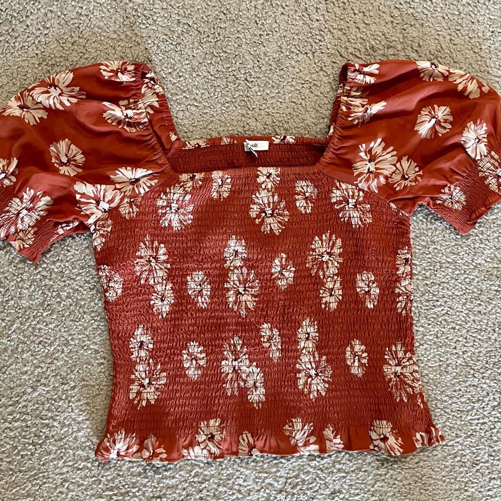 Madewell Puff Sleeve Smocked Blouse